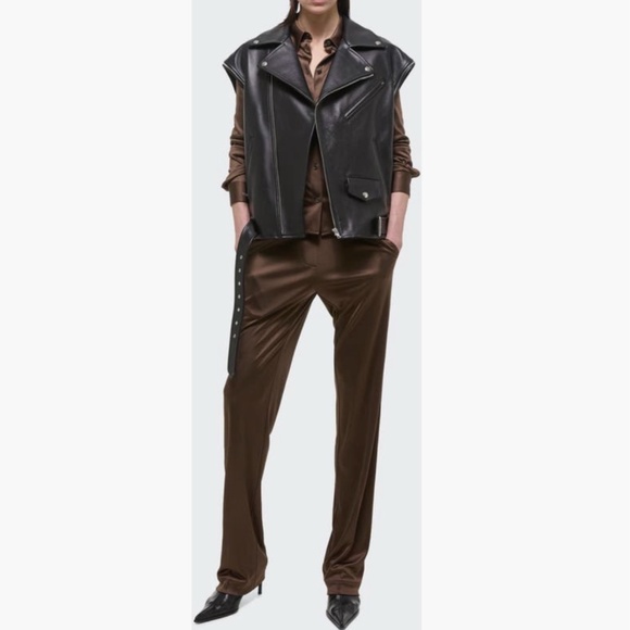 Helmut Lang Fluid Liquid Jersey Long Pants Brown SZ L - Picture 1 of 16